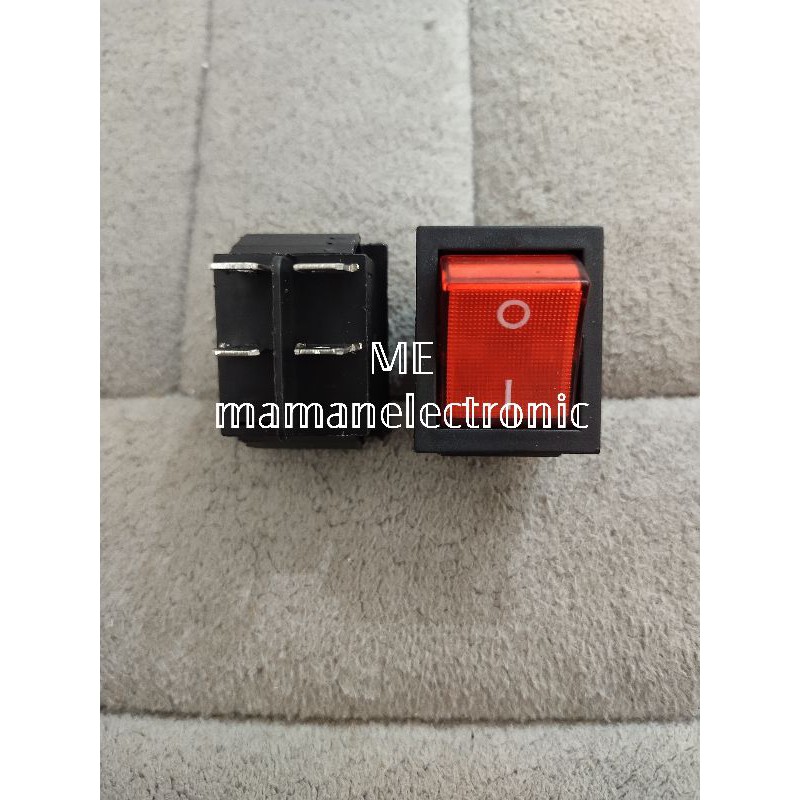 Rocker Power Switch 4 Pin Plus Lampu / Saklar Lampu 4 Pin On Off