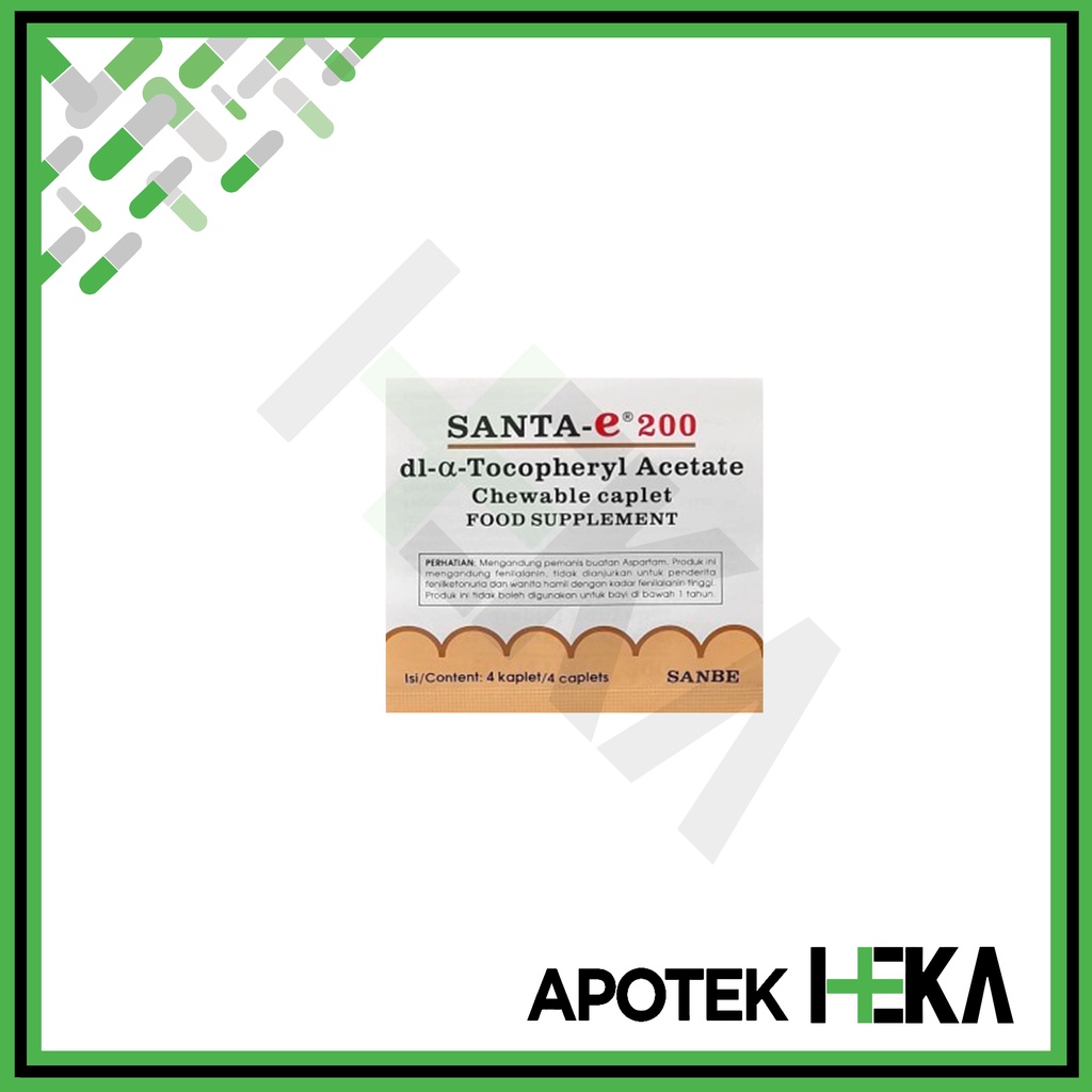 Santa E 200 IU Kaplet Strip isi 4 Tablet - Suplemen Vitamin E (SEMARANG)