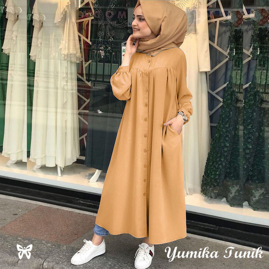 HOPYLOVY - YUMIKA LONG DRESS TUNIK PANJANG WANITA NEW