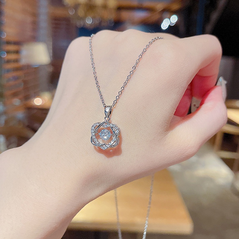 Shuling High Sense Zircon Heart Pendant Titanium Steel Necklace Female Fashion Diamond Choker Necklace