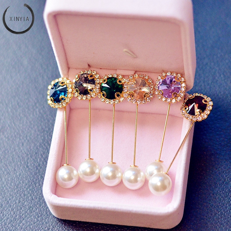 Bros Collar Clip Dengan Mutiara Imitasi Untuk Wanita Brooch