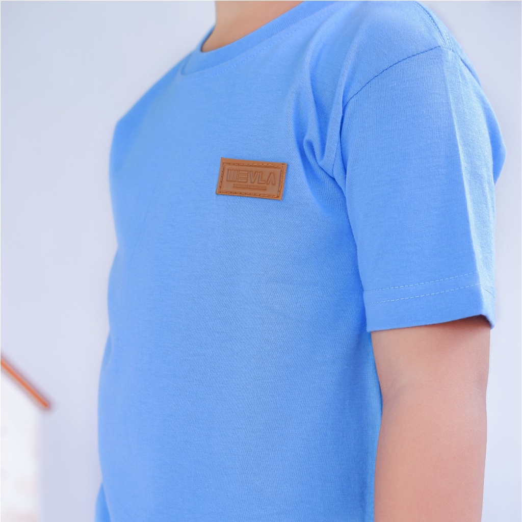 Kaos Polos Anak Laki Laki Perempuan Branded Premium Original | Mevla Kids - Kenzi Dusty Blue