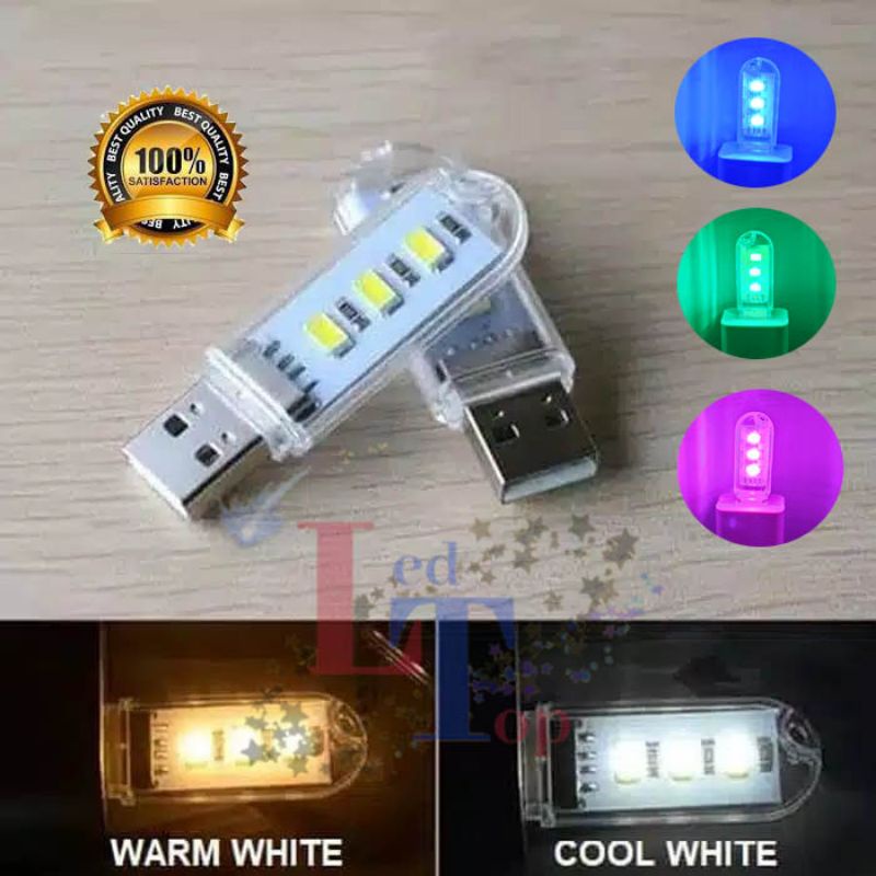 Led usb 3 mata led lampu malam lampu darurat lampu camping