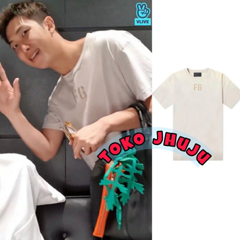 Baju Kaos BTS RM Namjoon wear FG sablon Cream