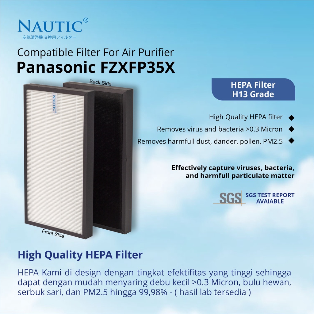 Hepa Filter Air Purifier buat Panasonic F-ZXFP35X F-ZXFP35X F-VXF35A F-PMF35X F-PXF35X F-PXF35A F-PXF35M / HEPA+Carbon