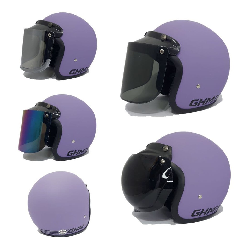 Helm Bogo Ungu Doff Retro GHM