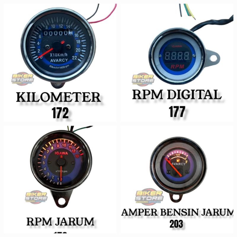 SPEEDOMETER AMPER BULAT CROME IGAWA KILOMETER RPM MANUAL RPM DIGITAL AMPER BENSIN