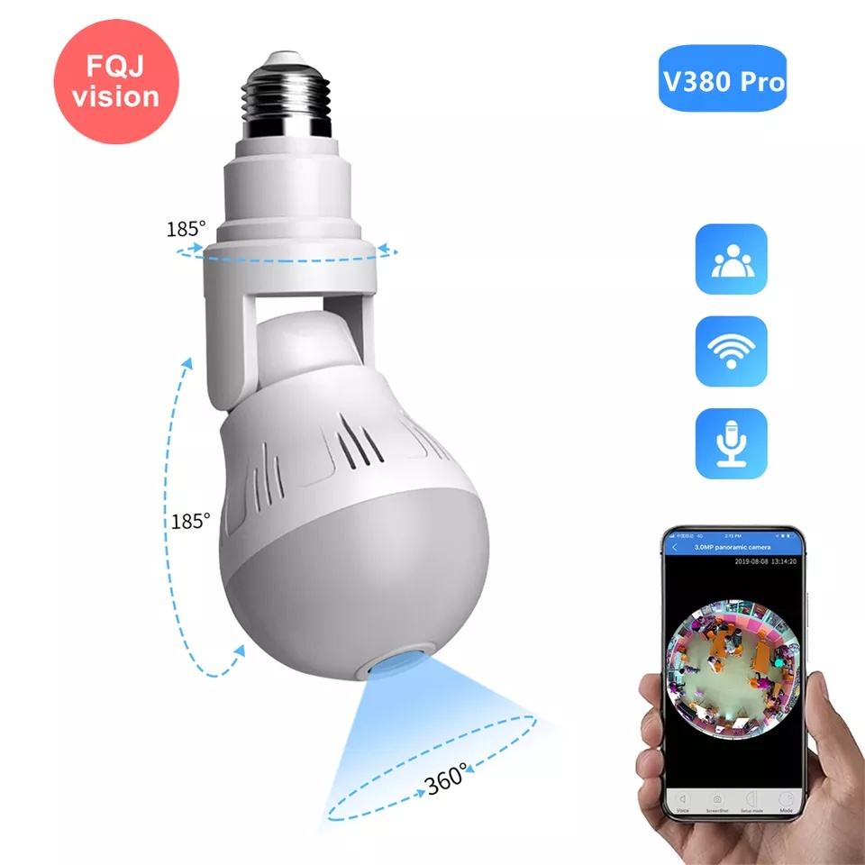 Kamera Bohlam Wifi Panoramic Cctv Lamp - Kamera Spy Cctv Lamp