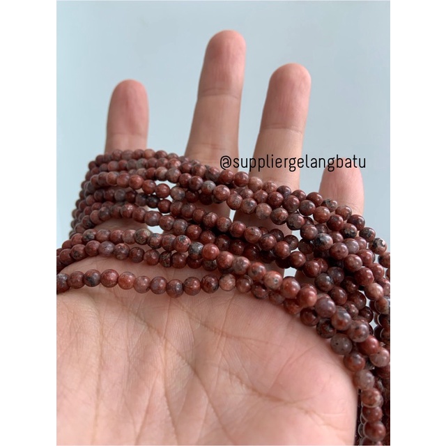 bahan red jasper 4mm natural batu alam akik gloss bahan gelang kalung