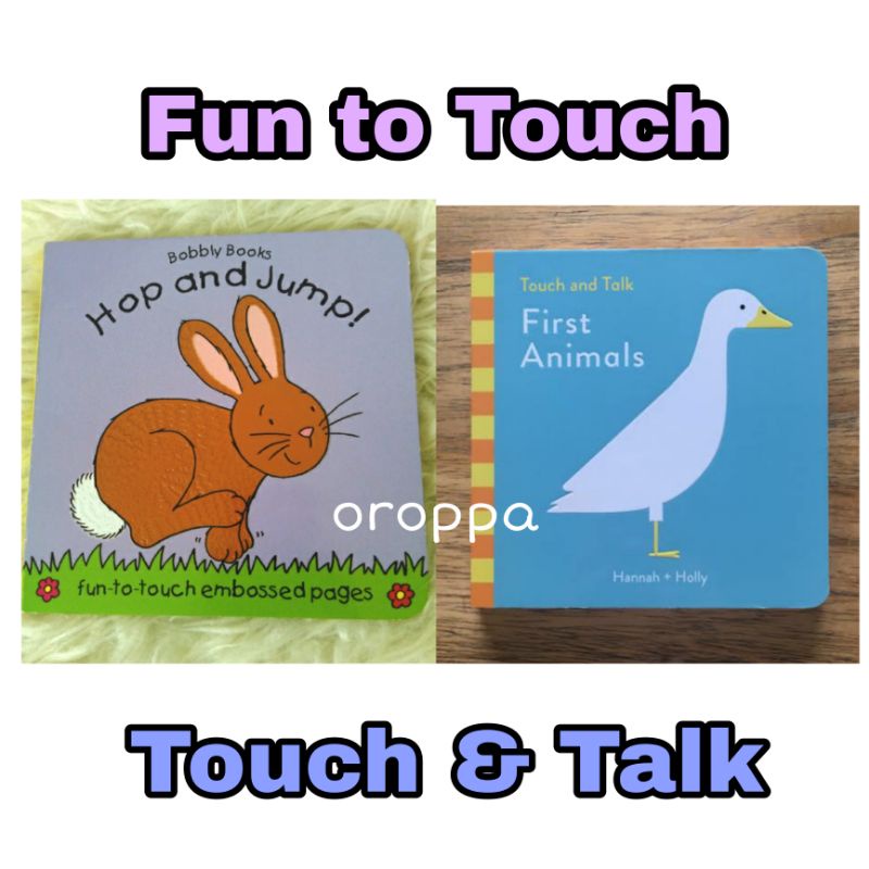 Touch and Feel Board Book Impor Hop and Jump Touch and Talk First Animals Buku Sentuh Interaktif Buk