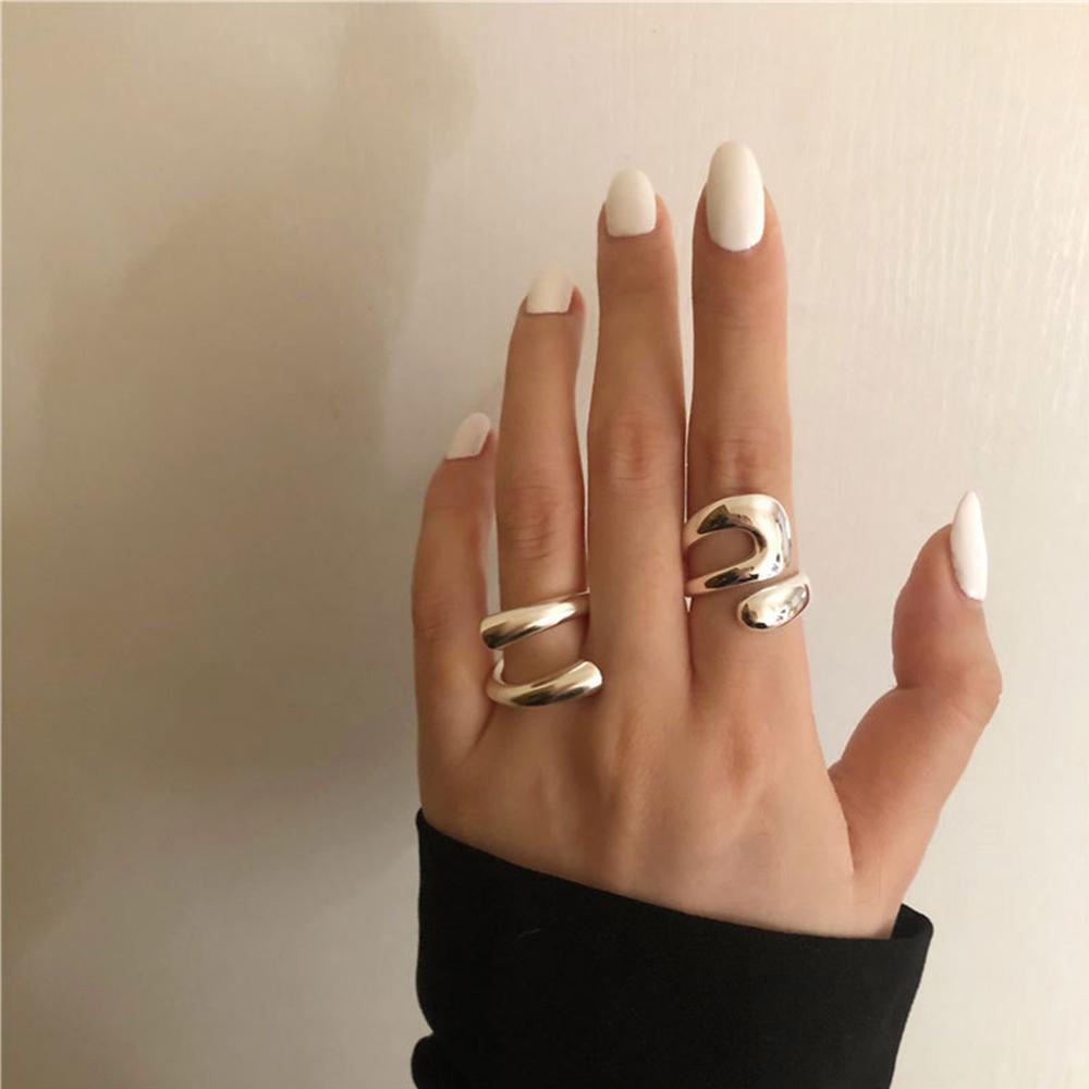 Mxbeauty Pembukaan Cincin Rasa Tinggi Hadiah Berongga Tidak Teratur Halus Buatan Tangan Perhiasan Fashion