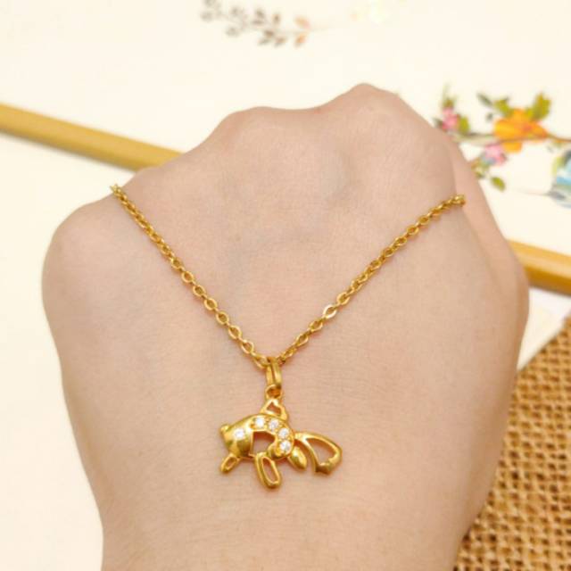 Necklace Pendant Cute Fish Jewellery Gold Shop Kalung Emas asli