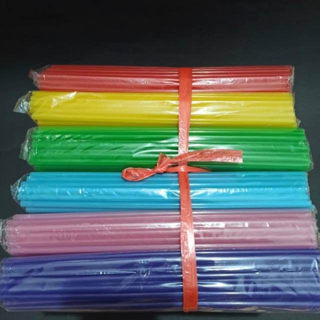 SEDOTAN PLASTIK WARNA WARNI BENING LOS 600 GRAM KILOAN DRINKING STRAW