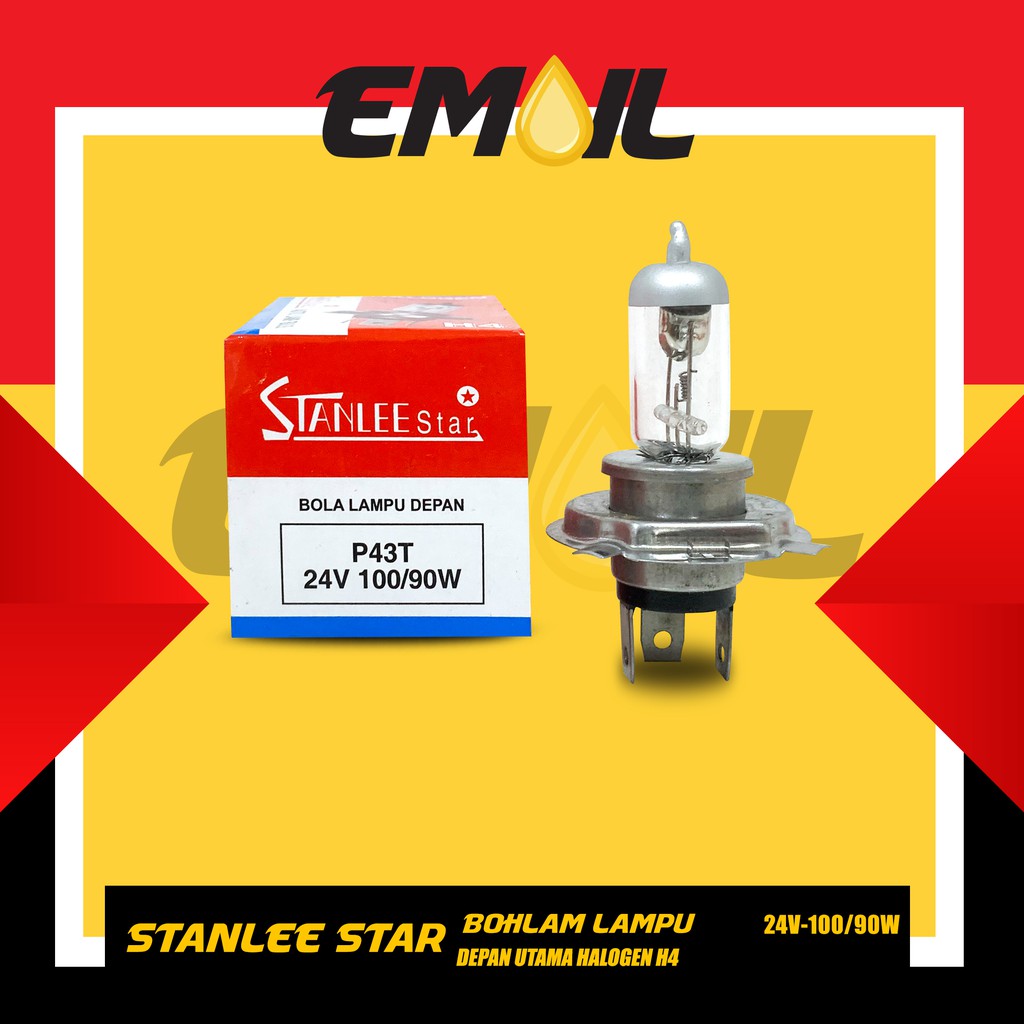 Bohlam lampu depan utama halogen H4 24v 100/90w merk stanlee star