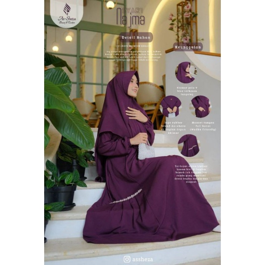 Gamis set khimar Najma As sheza S - XXXL oversize Azzura itycrepe premium hq terbaru manasik haji umroh lebaran series