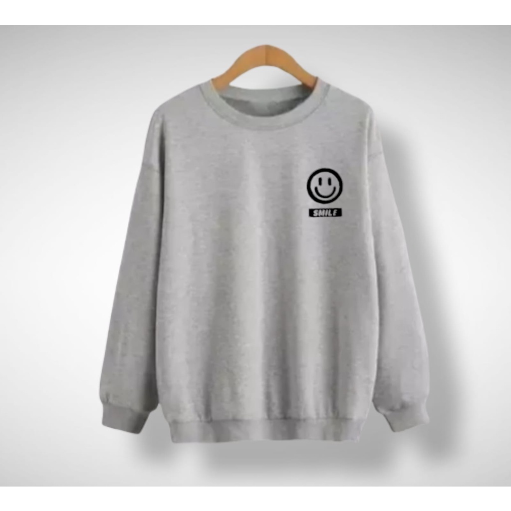 CREWNECK BASIC LOGO SMILE JUMBO/OVERSIZE PRIA - WANITA