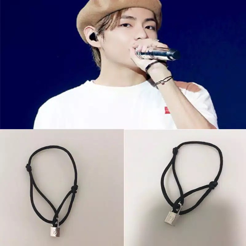 Gelang Tangan BTS V Strap Kepang Gembok KPOP untuk Pria dan Wanita