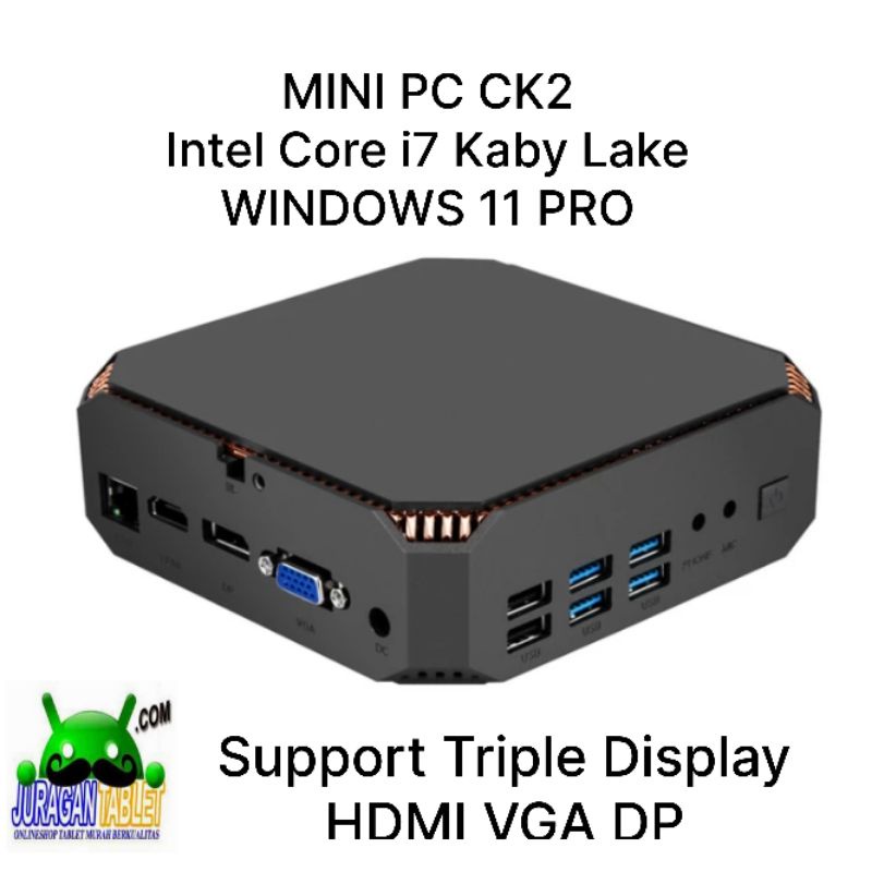 Mini PC CK2 Intel Core i7 7500U HDMI VGA DP 4K WiFi SSD Windows 11 Pro