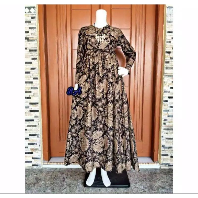 MS GAMIS BATIK FASHION SRIWEDARI MAXI BUMIL/BUSUI BUSANA MUSLIM TERMURAH SHOPEE-Kipas sogan