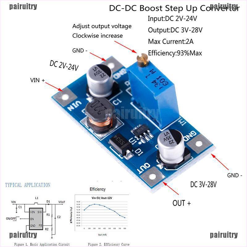 2a DC-DC boost step up volt converter power supply 2V-24V Ke 3v 5v