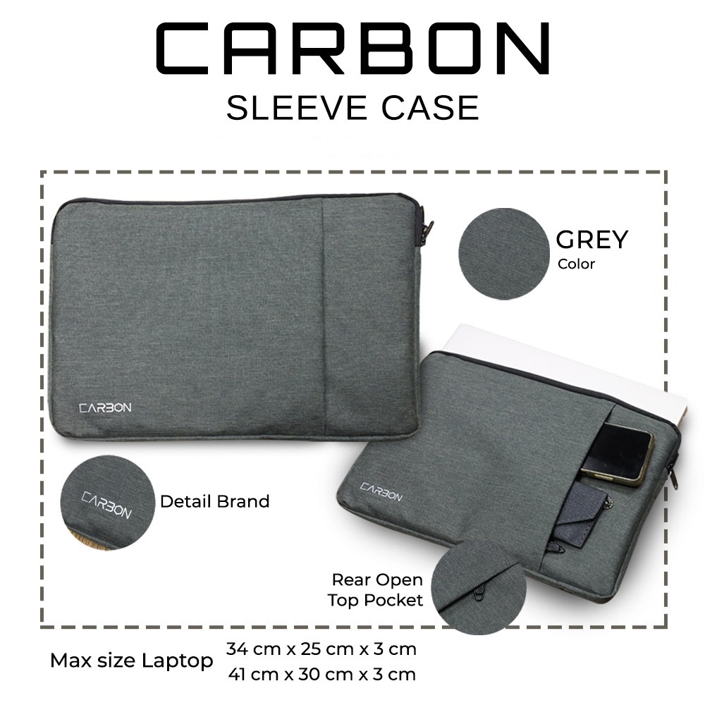 Tas Laptop Sleeve Case Softcase CARBON  13 - 16 inci Untuk Semua Merk Laptop