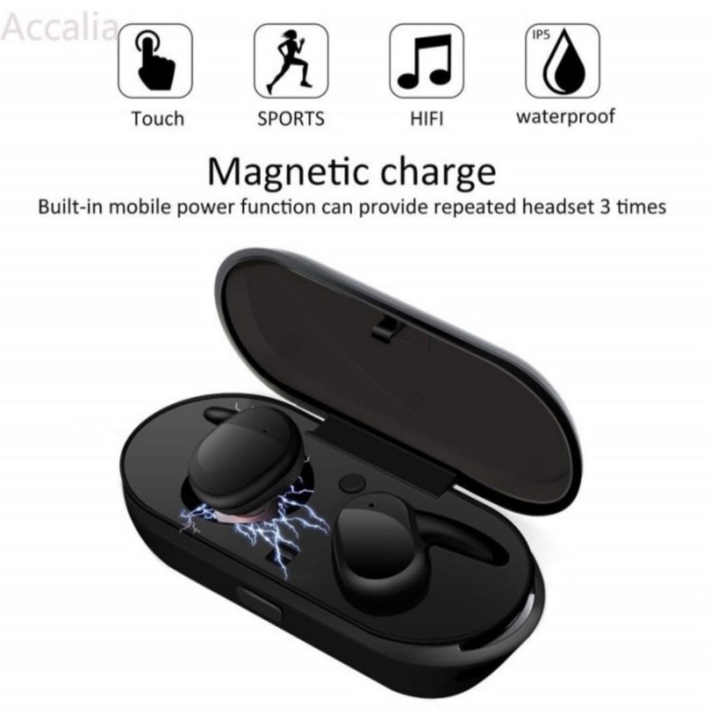 TWS Wireless Earphone Headset Bluetooth 5.0 HIFI Stereo Sound Music In-ear Earbuds With Mic Cocok Un