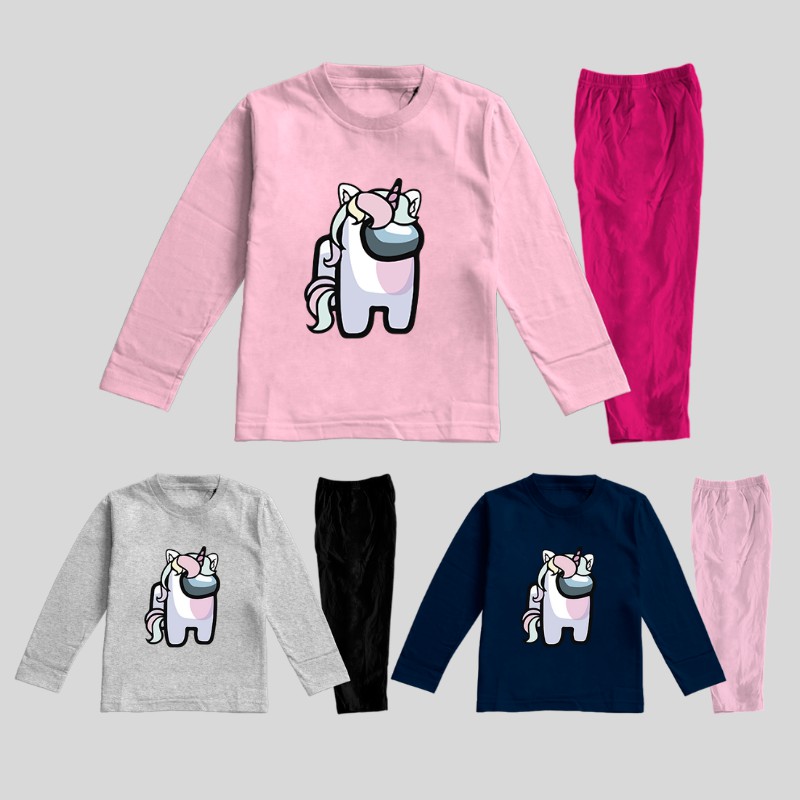 Baju Tidur Piyama Untuk Anak Usia 2-8 Tahun Gambar Among Us Unicorn Simpson Amongvenger Katun 30s