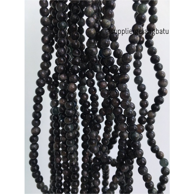 batu 4mm tiger eye hitam batu biduri sepah black akik natural alam