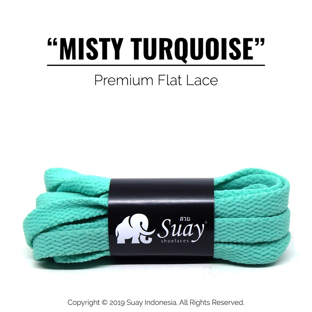 TALI SEPATU Sneaker Warna Warni Gepeng (FLAT) Panjang 115cm Suay Premium Shoelace SURABAYA-Misty Turquoise