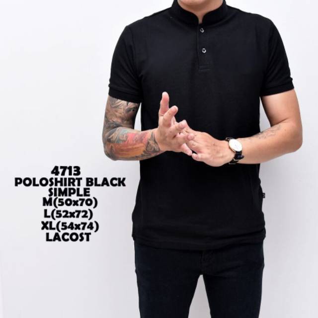 Ouka Kaos Polo Pria Kerah Sanghai Polos Hitam / Kaos Kerah Pria / Baju Polo Pria