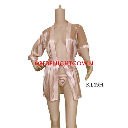 (BEST SELLER) SET KIMONO TIDUR SEXY LINGERIE LACE SATIN NUDE WANITA KL15H