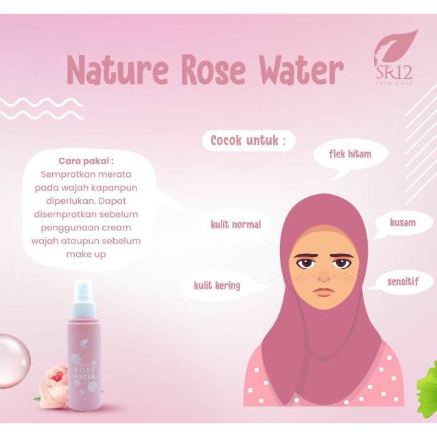 NATURE ROSE WATER SR12 / MELEMBABKAN KULIT WAJAH / MEMBANTU MAKE UP TAHAN LAMA / MENYEGARKAN KULIT