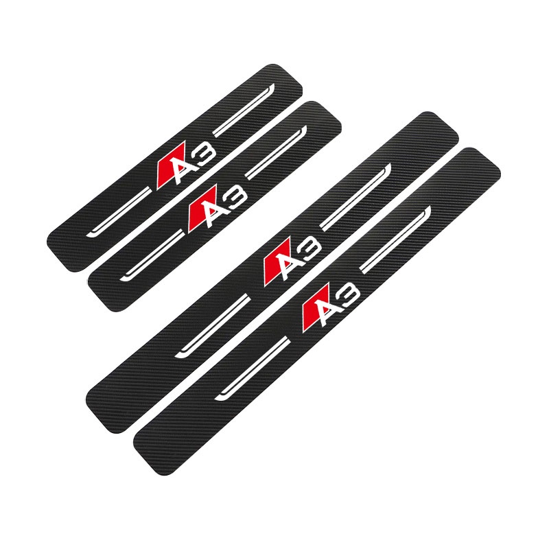 Stiker Pelindung Pintu Mobil Bahan Kulit Carbon Fiber Untuk Audi A3 A4 A5 A6 A7 Q3 Q5 Q7