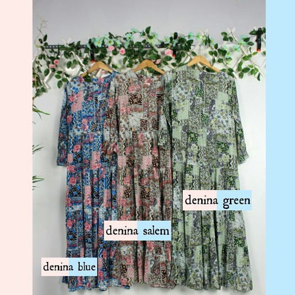 GAMIS KATUN RAYON ALAYA DENINA home dress bunga abstrak santai