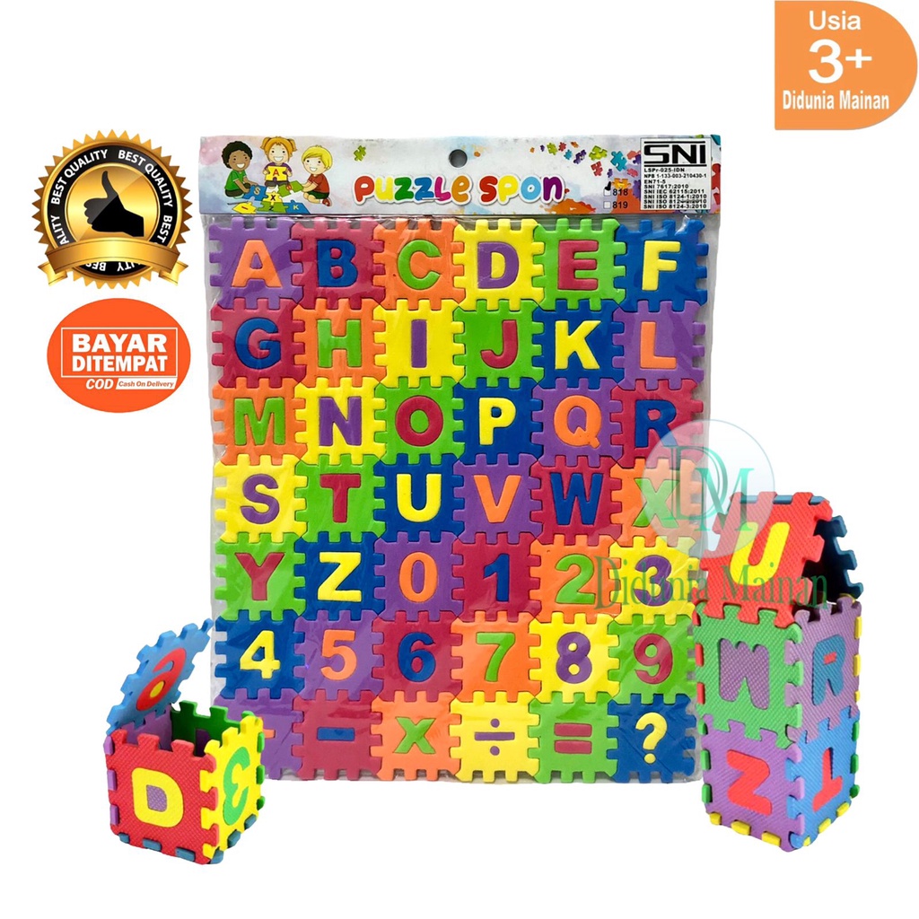 mainan edukasi anak eva foam puzzle spons alphabet huruf angka warna warni