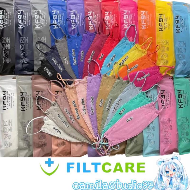 KF94 Filtcare Warna 10's | Masker KF Filtcare Convex 3D 4 Ply