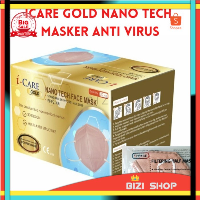Masker anti virus KN95 3D Copper filter tembaga anhui health 1 pcs