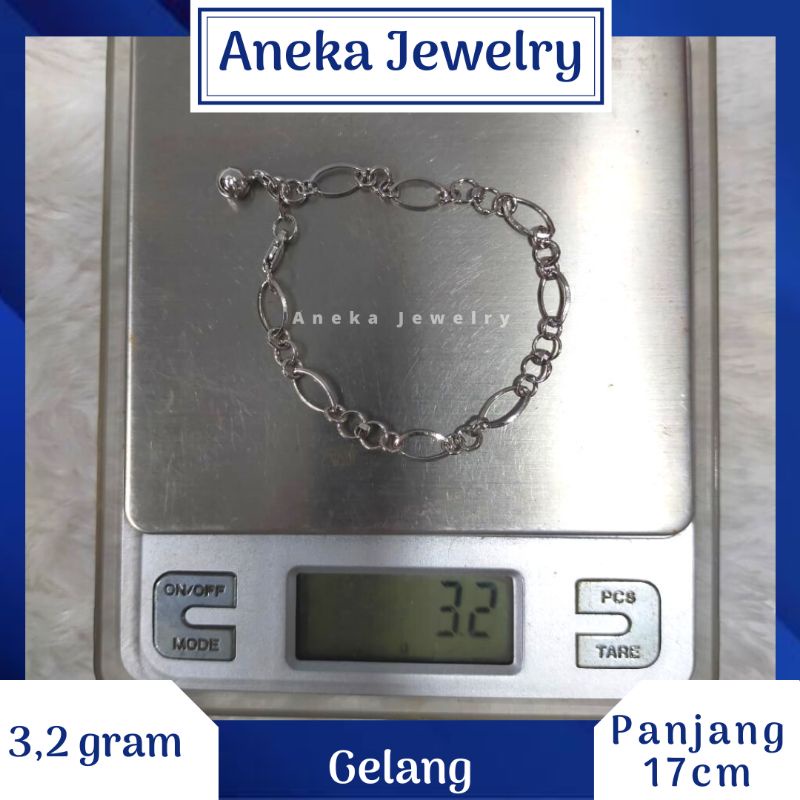 Gelang Holo 3 in 1, Perak 925, Sepuh Emas Putih