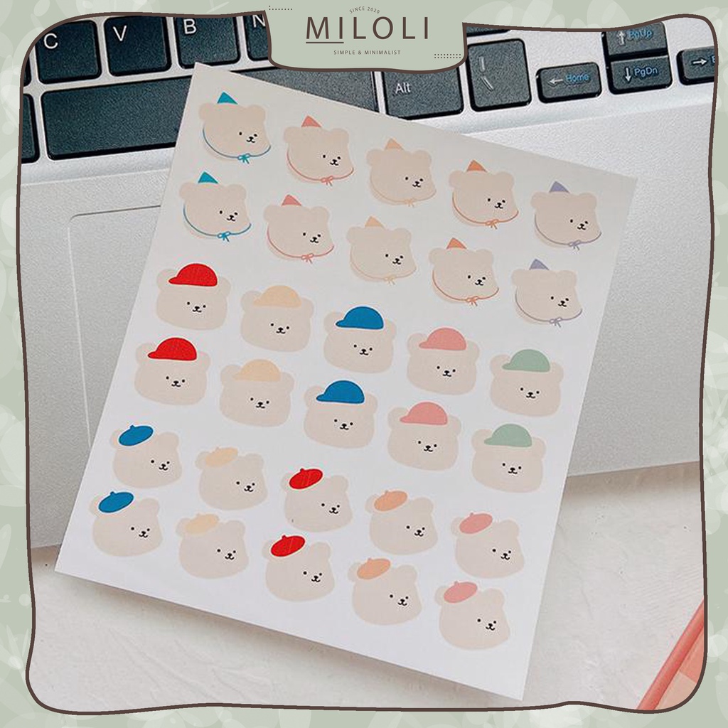 

[MILOLI] 1Pc HAT KOREAN BEAR Sticker Deco Aesthetic BuJo DIY Scrapbook Stiker Hias - B0283