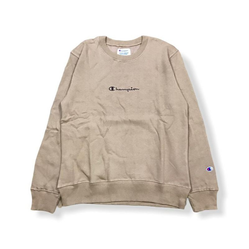 CHAMPION SWEATSHIRT SMALL SCRIPT LOGO EMBROIDERED C8 - Q019R (Brown)