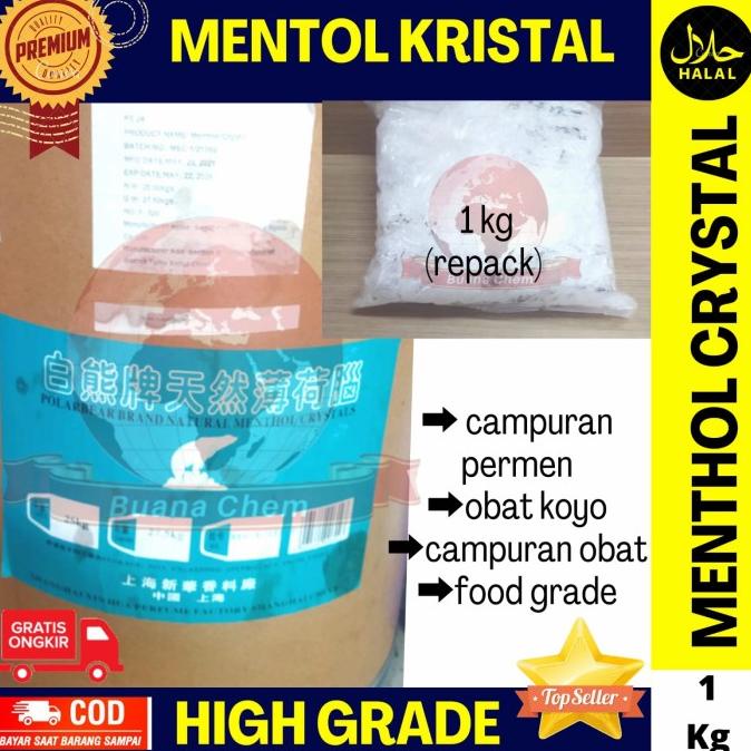 

Termantab] Menthol Crystal Food Grade / Mentol Kristal 1 KG Murni
