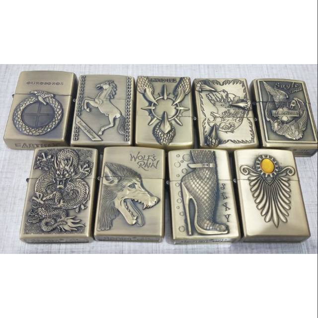 Zippo karakter hewan kuda elang ular naga batu permata