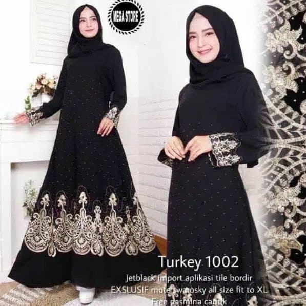 ABAYA DRESS MAXI ARAB TURKEY DUBAI BAHAN JATBLACK SAUDI