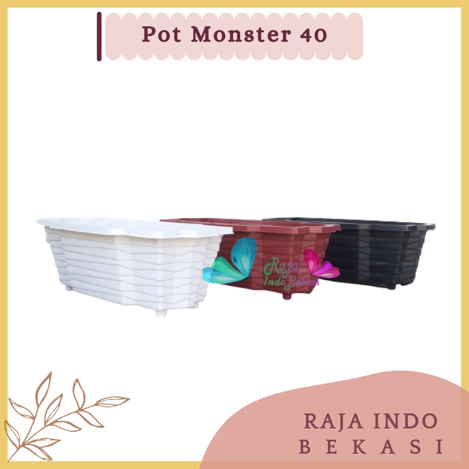 Rajaindobekasi Pot Monster 40 Putih Hitam Merah Bata By Garden Of Love Pot Panjang Plastik Putih Murah Tanaman Mirip Pot Sgp 03 05