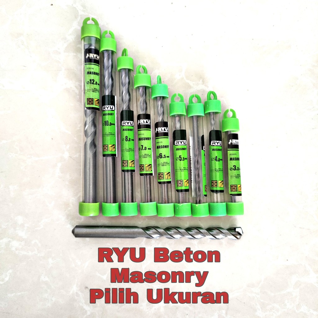 [3-12mm] Mata Bor Beton RYU Pilih Ukuran Tembok Lengkap / Masonry Drill Bits