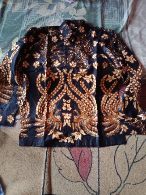 Kemeja Baju Batik Pria Lengan Panjang Sogan Mprit Seragam Kantor Pekalogan Modern Keren Kekinian