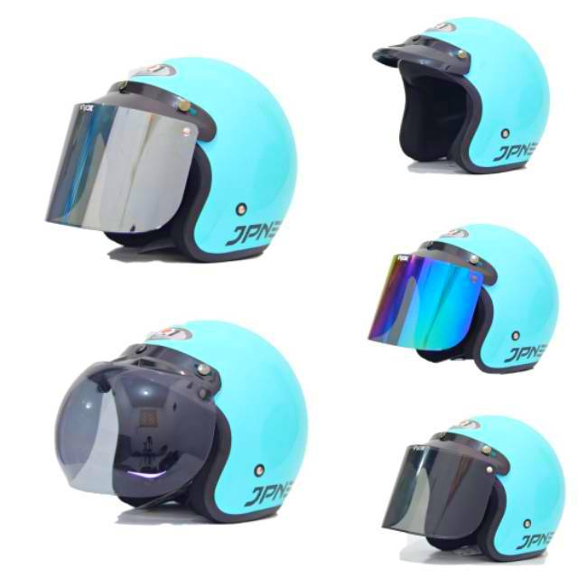 JPN Biru  Tosca  Aqua Blue glossy COD HELMET MOTOR HELM  