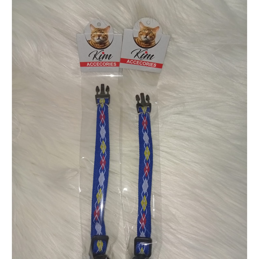 Kalung Kucing Tali Motif  + Lonceng Bulat untuk Kitten