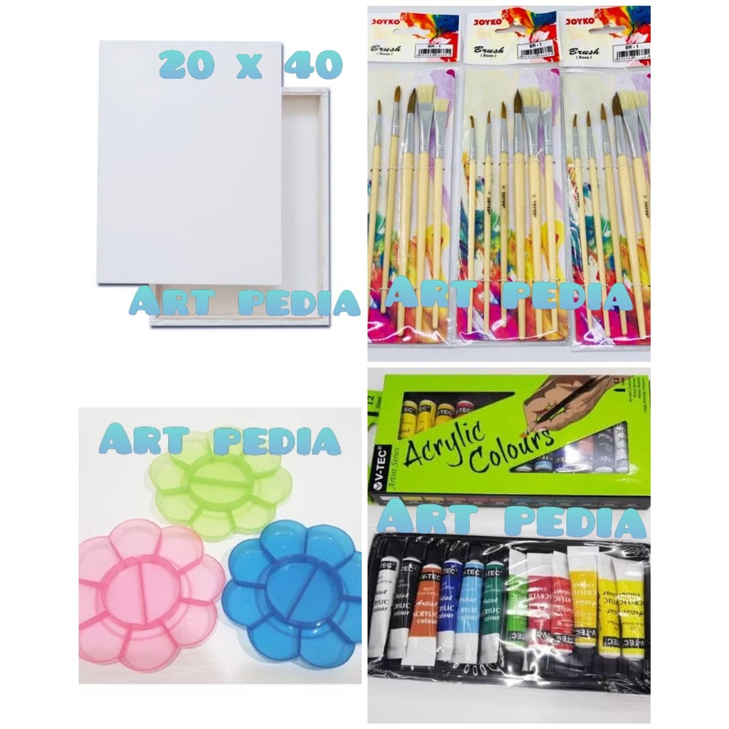 

Paket Kanvas Lukis 20x40 (kanvas+kuas+palet+cat akrilik)
