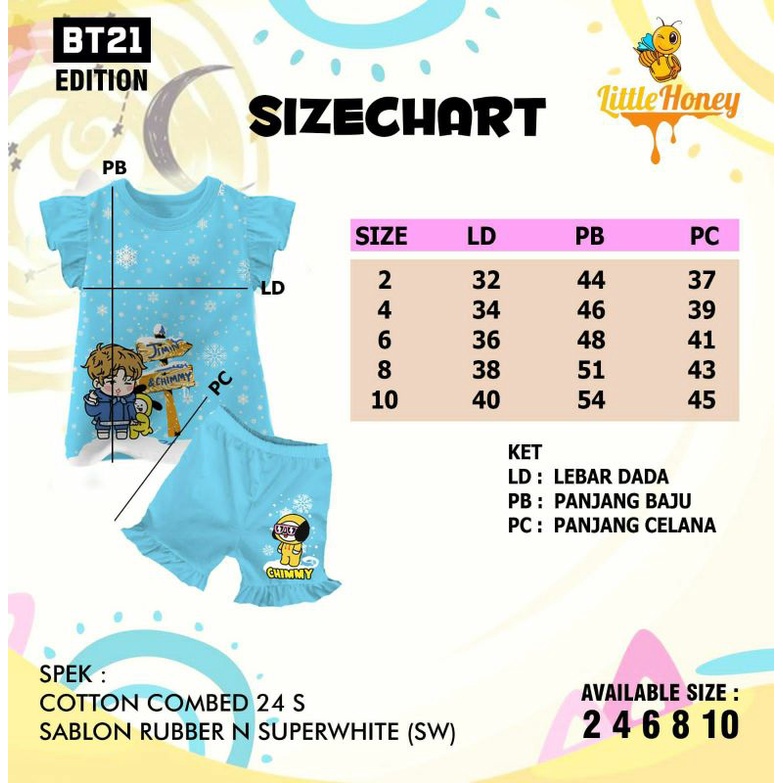 Set kaos bt21 2-10Th/Setelan anak perempuan/setelan premium anak by little honey/kaos bt21